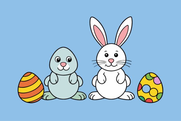Bunny Easter Eggs Clipart: Graphics & Illustrations for Branding