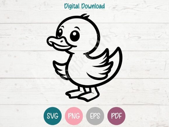Cartoon Duck SVG Cut File for Graphics and Crafts