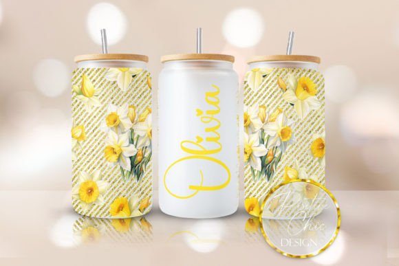 Custom Name Daffodils Libbey Glass Wrap: Graphics & Crafts
