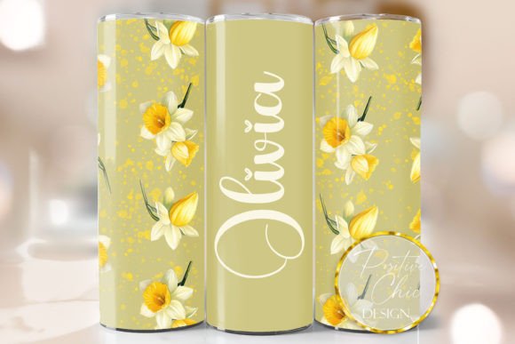 Custom Name Daffodils Tumbler Wrap PNG: Graphics & Crafts