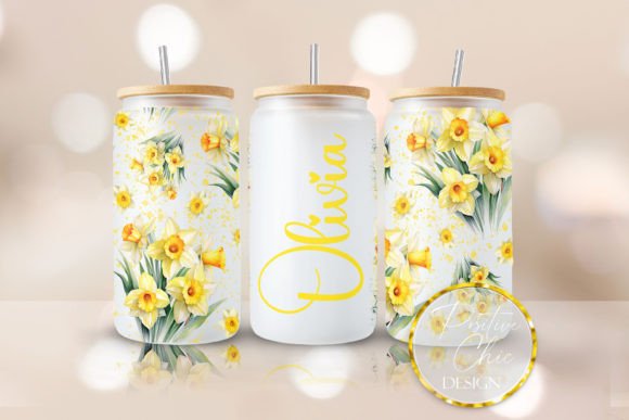 Custom Name Flowers Libbey Glass Cup PNG: Graphics & Crafts