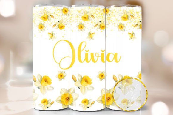Daffodils Tumbler Wrap PNG: Graphics for Crafts Branding