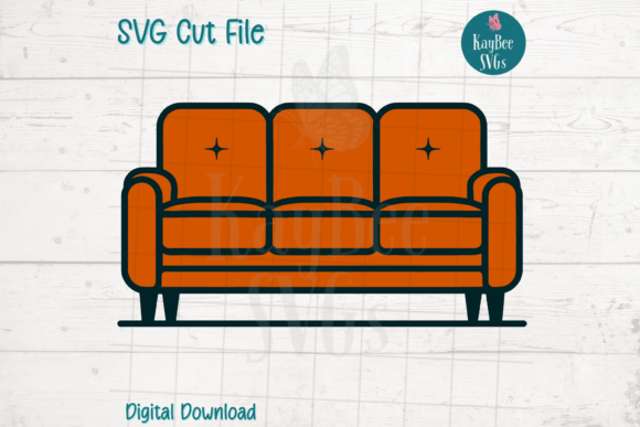 Orange Sofa Couch SVG Cut File for Graphics & Crafts