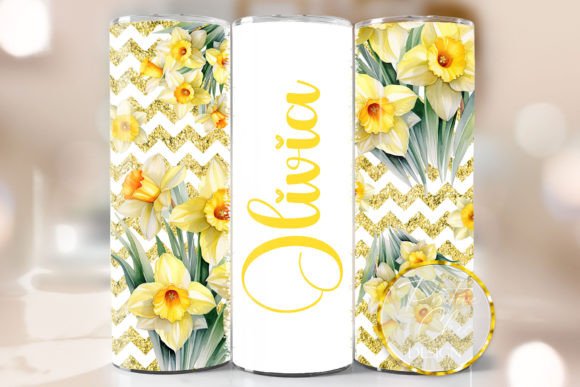 Personalized Daffodils Tumbler Wrap PNG Graphics for Crafts