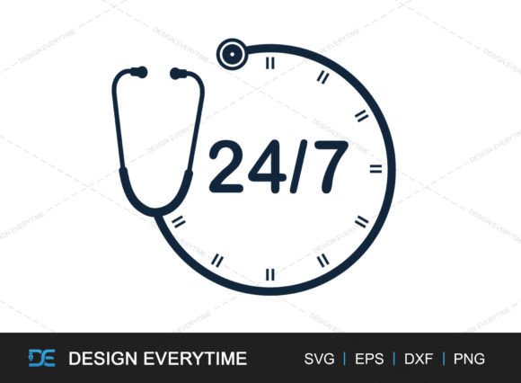 Stethoscope Clock SVG Graphics for Medical Life Crafts
