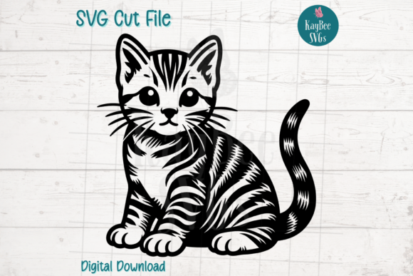 Tabby Cat Kitten SVG Cut File for Branding & Crafts