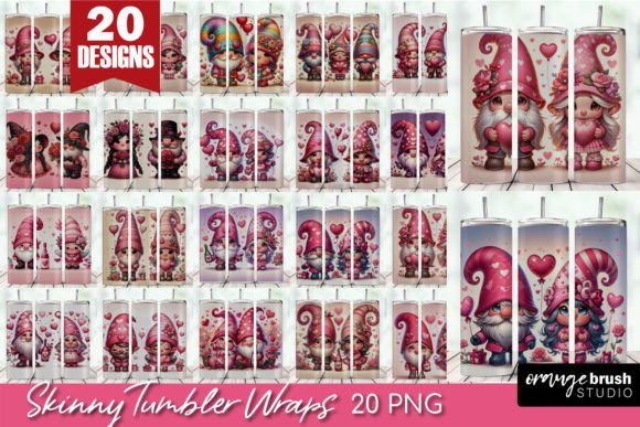 Valentine Gnome Tumbler Wrap Bundle: Graphics for Tumbler Wraps