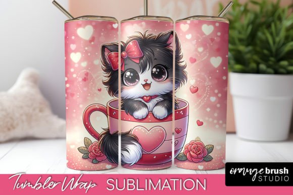 Valentine Tumbler Wrap Cat Sublimation: Graphics for Tumbler Wraps
